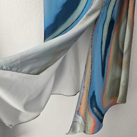 Simkhai Nelli Slip dress Blue Agate Tie Dye Print Midi 4 - Picture 7 of 12